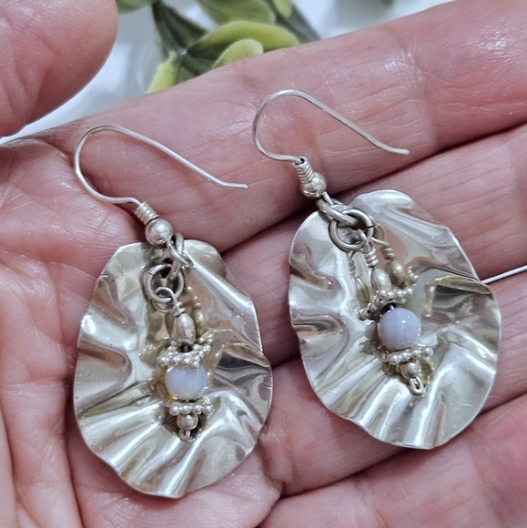 Sterling Silver Leaf Dangle Earrings - Picture 1 of 4